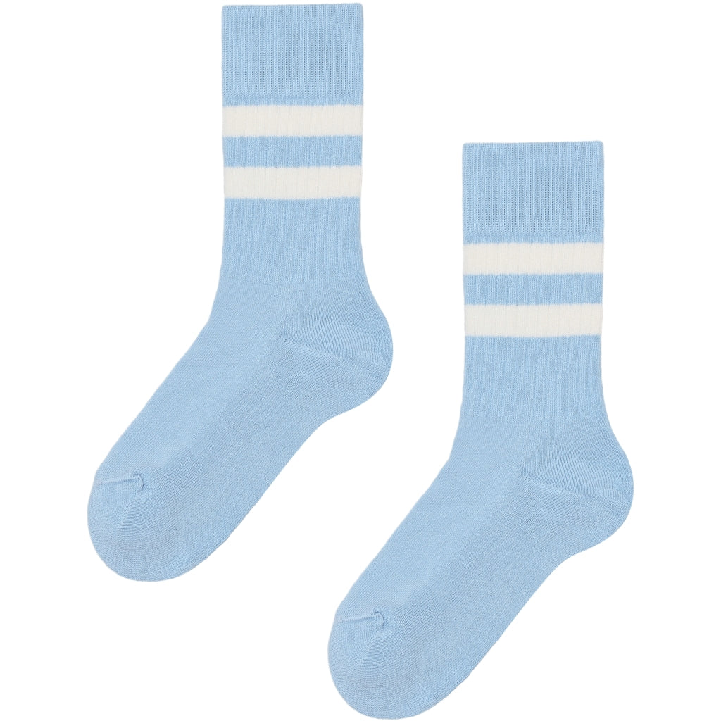 Retro cotton socks - light blue/cream