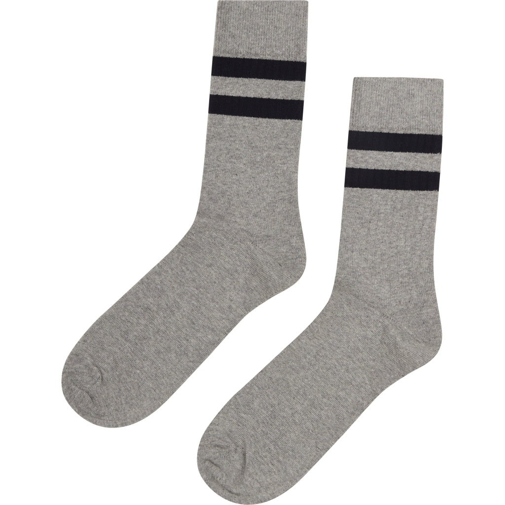 Retro cotton socks - light grey/ navy