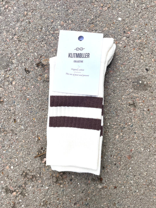 Retro cotton socks - Cream/taupe