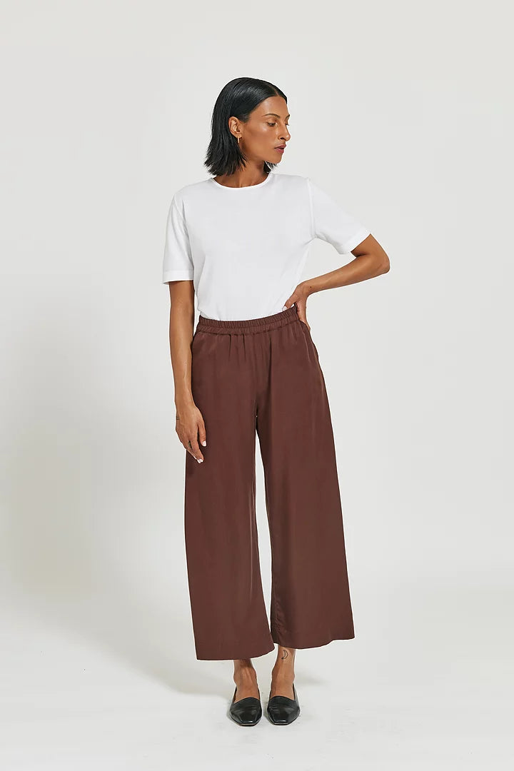 Thea flowy tencel pant - hickory brown
