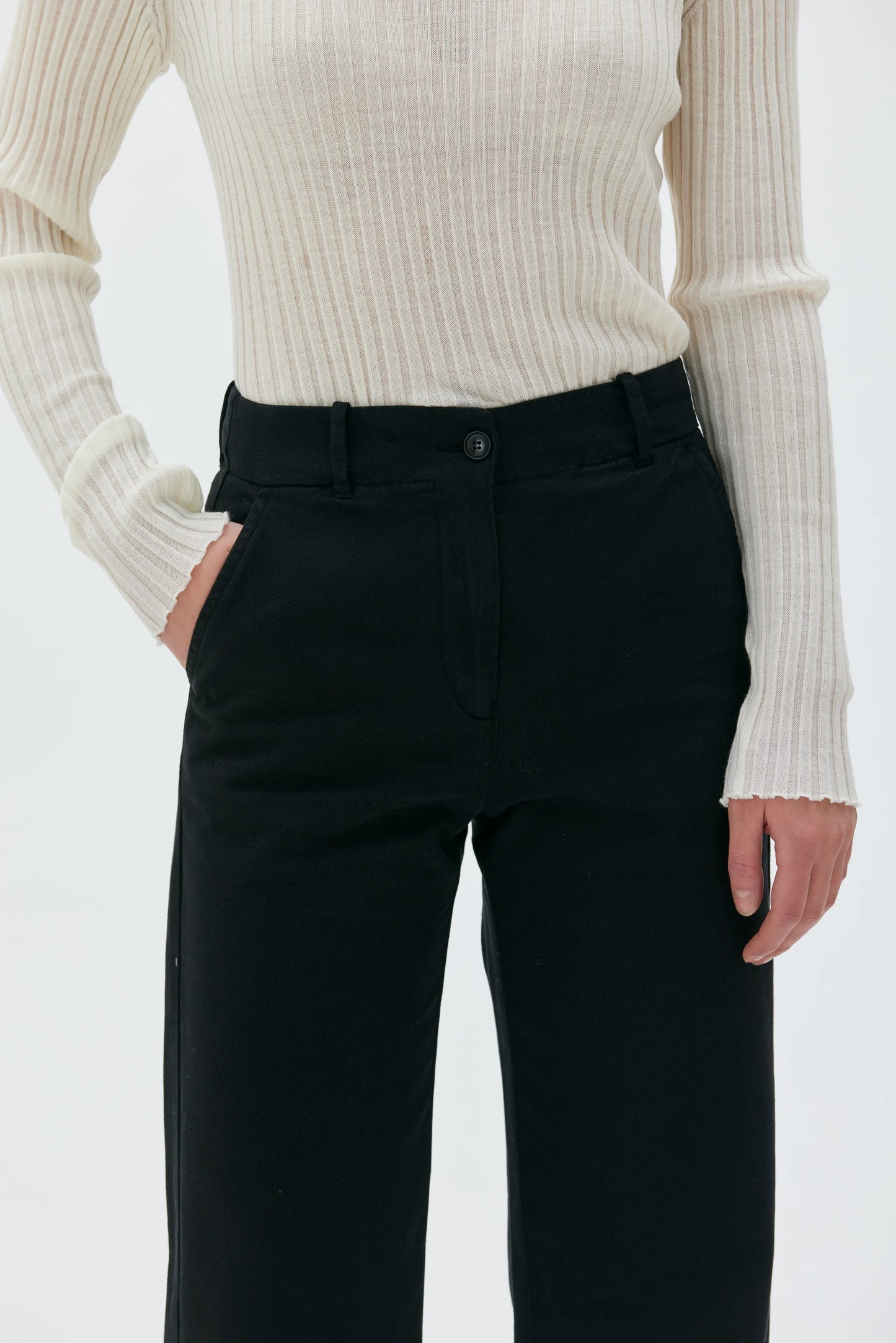 Nancy - Long recycled cotton twill trousers