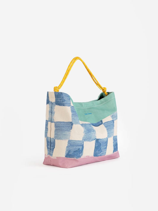 Color block canvas cross-body bag