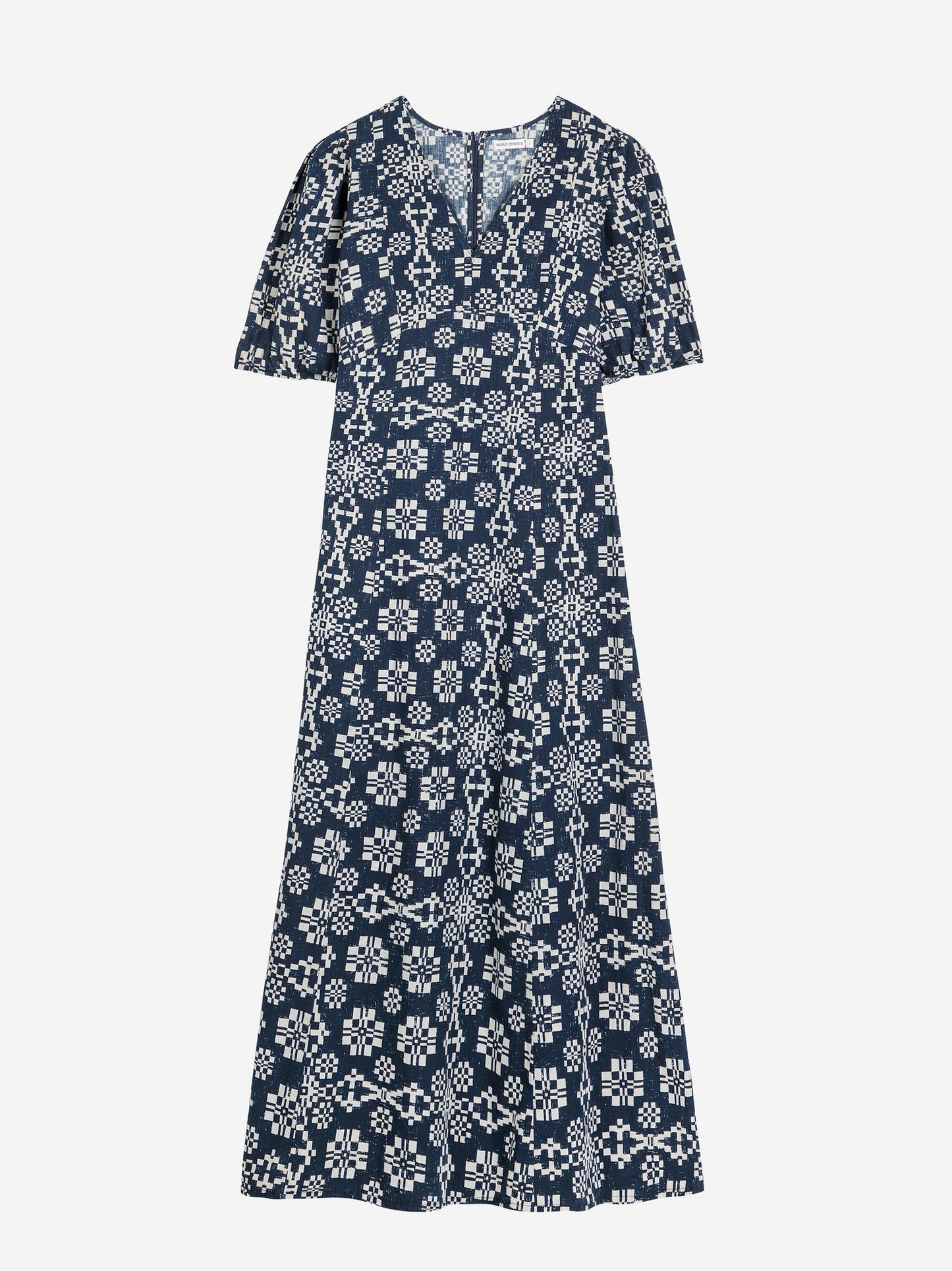 Kaleidoscope pattern evase v-neck dress