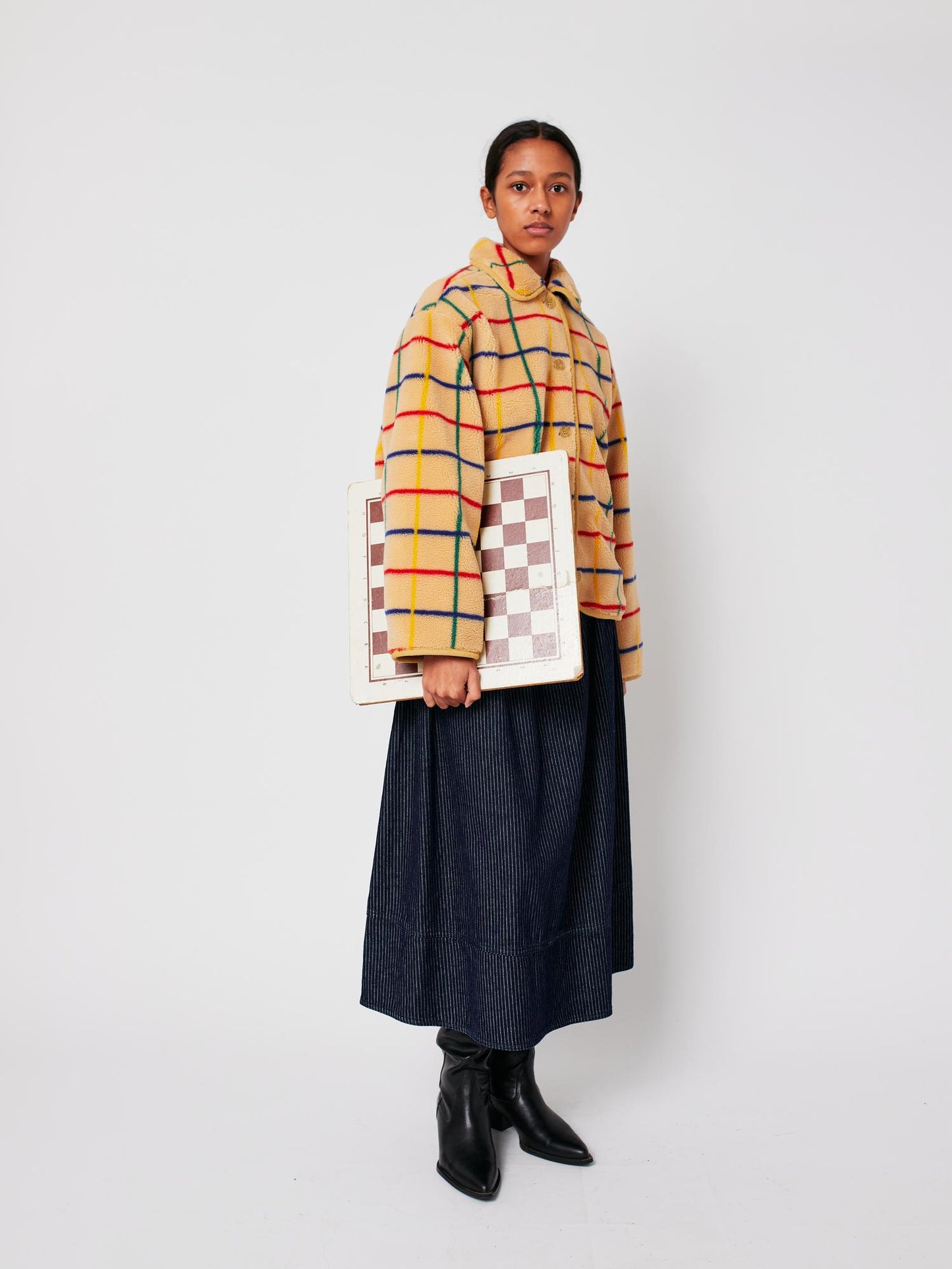 Color Striped sheepskin jacket