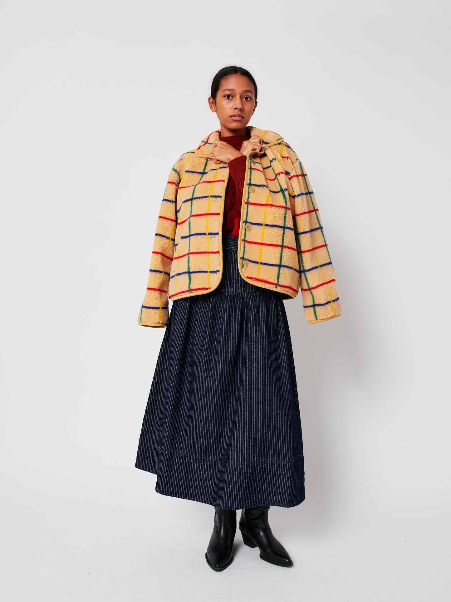 Color Striped sheepskin jacket