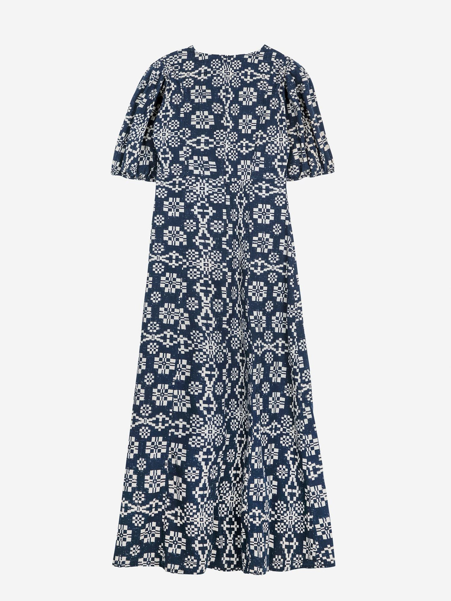 Kaleidoscope pattern evase v-neck dress