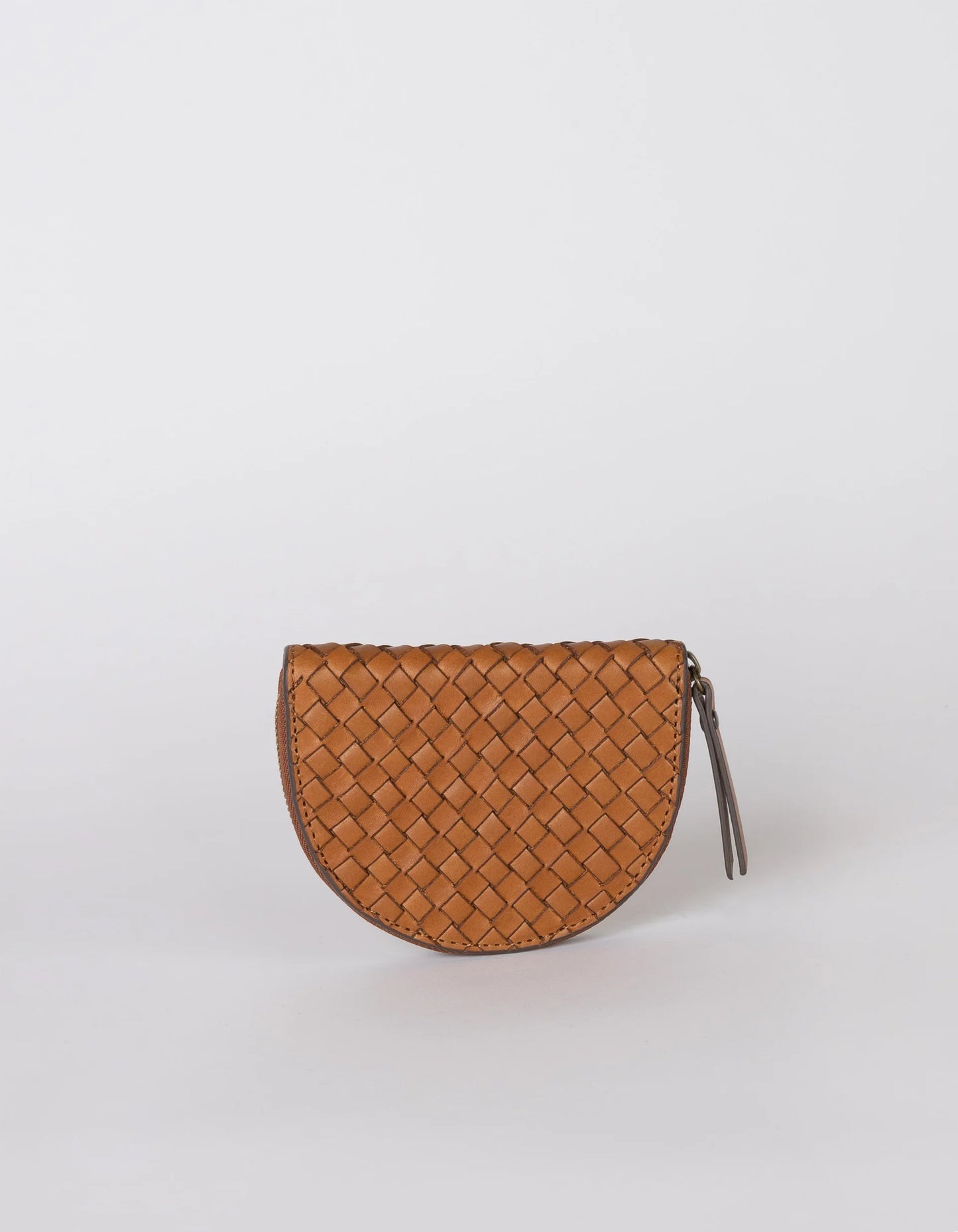 Laura Coin Purse - Cognac Woven Classic Leather
