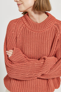 Lark - chunky cotton sweater - dusty coral