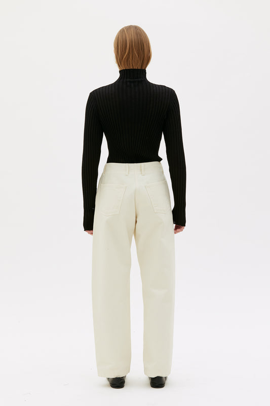 Arvi - ribbed fine wool mock neck top