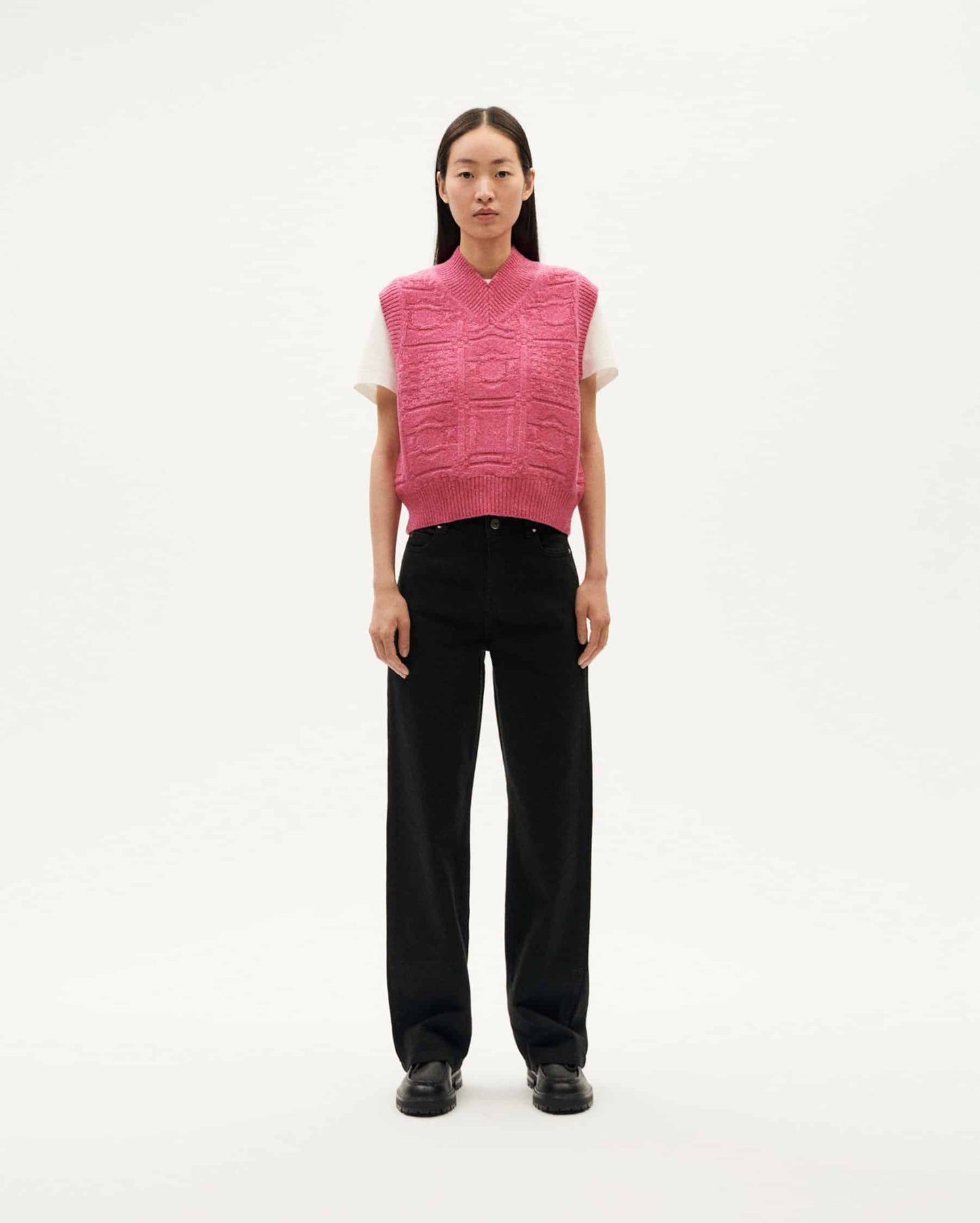 Pink links mica knitted vest