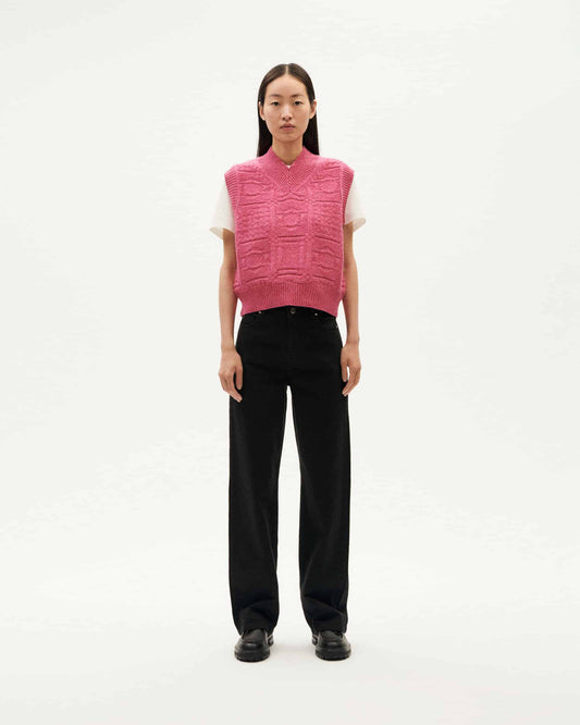 Pink links mica knitted vest