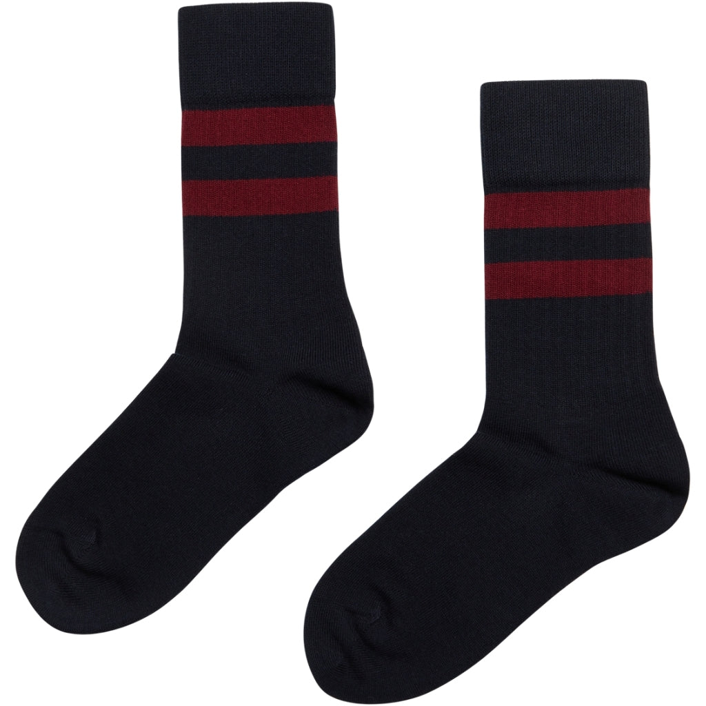 Retro cotton socks - navy/ clay red