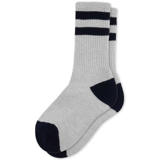 Striped merino sock - Pastel grey/navy