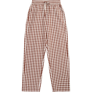 CHLOE barrel high-rise seersucker checkered poplin elastic waistband pants