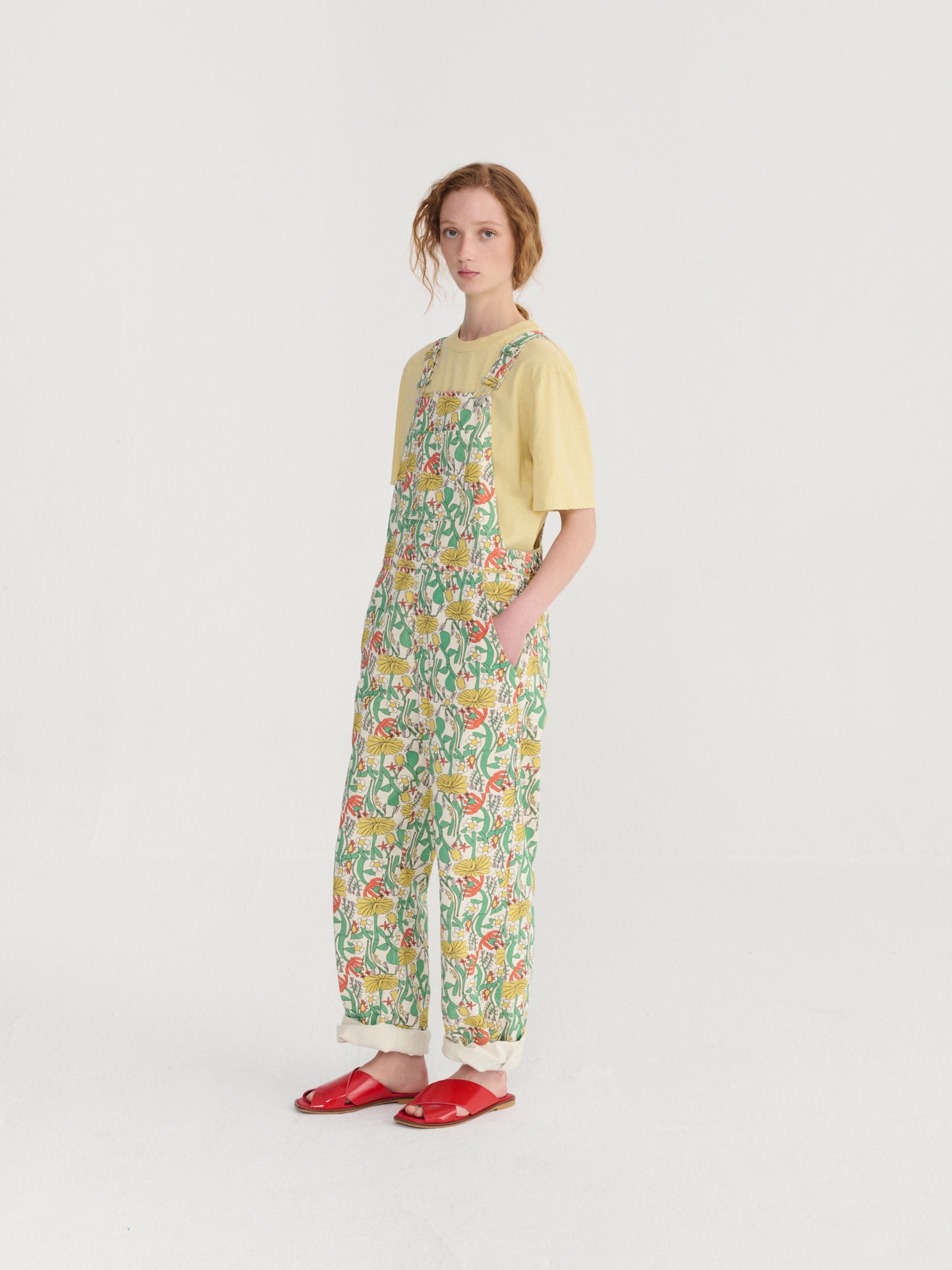 Color Herbalist pattern twill dungaree