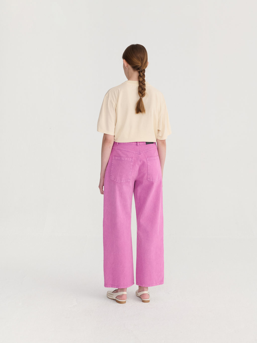 Washed twill boot cut pants