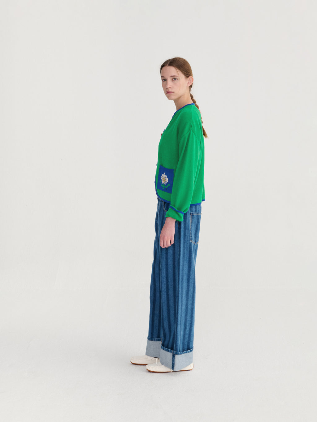 Pixel Daisy fine cotton cardigan