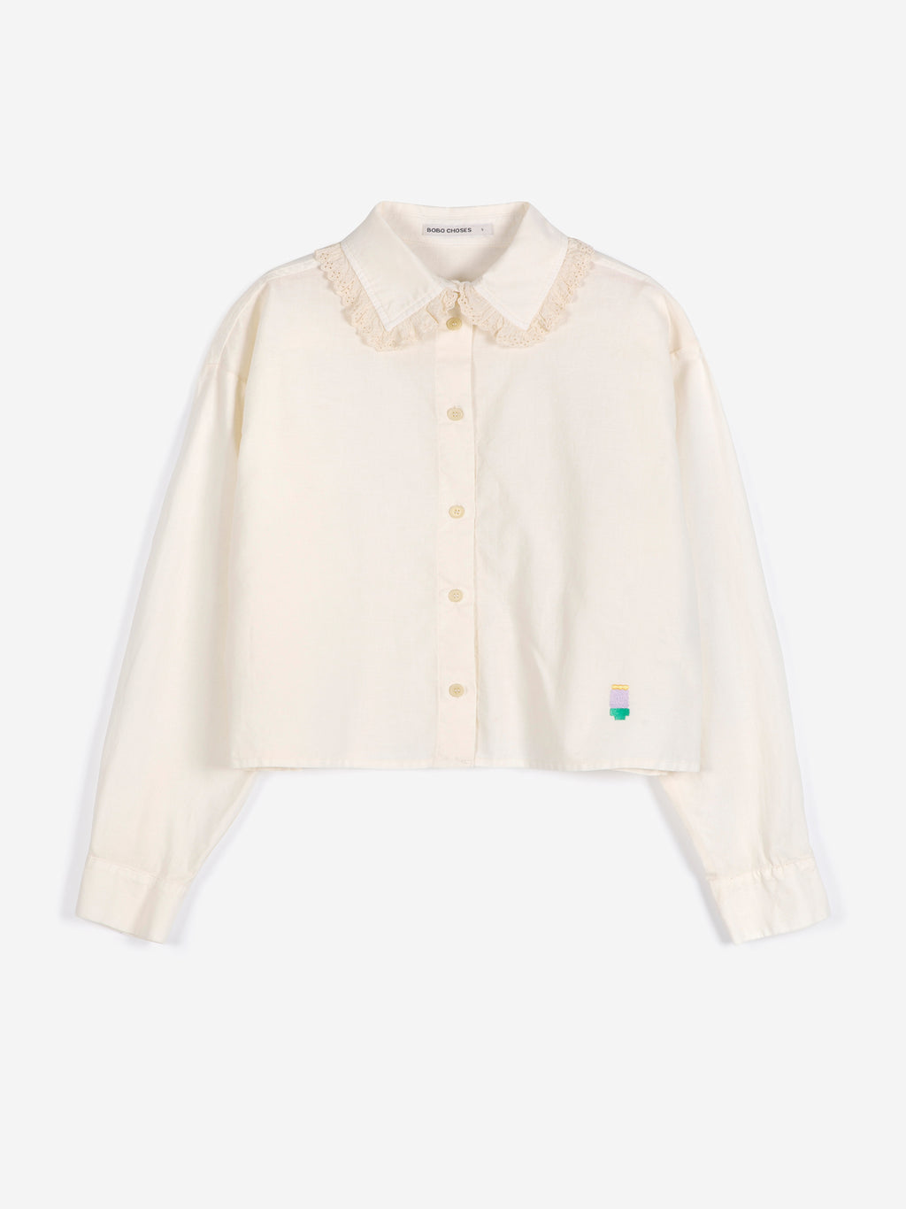 Lace ending poplin shirt