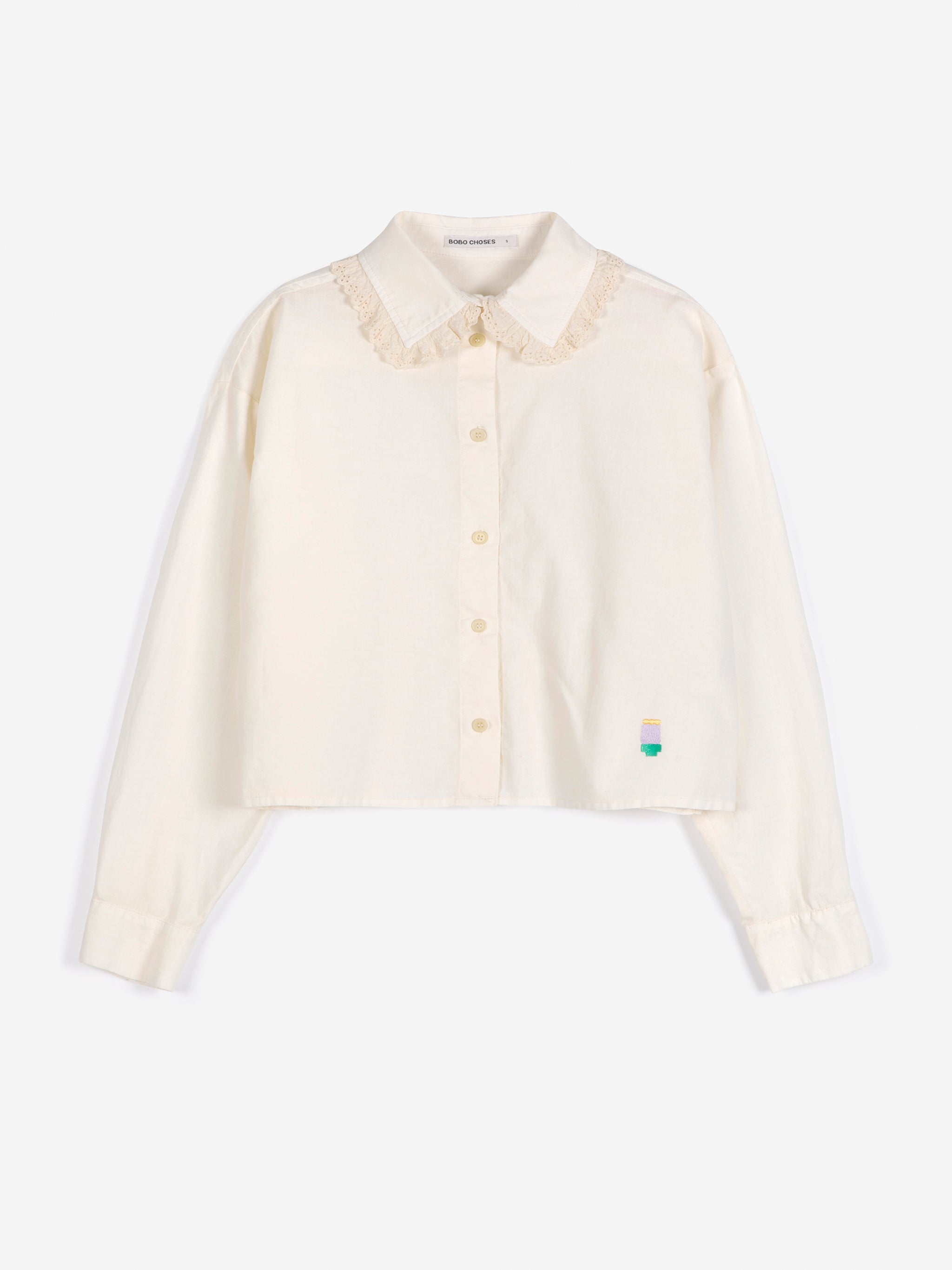 Lace ending poplin shirt