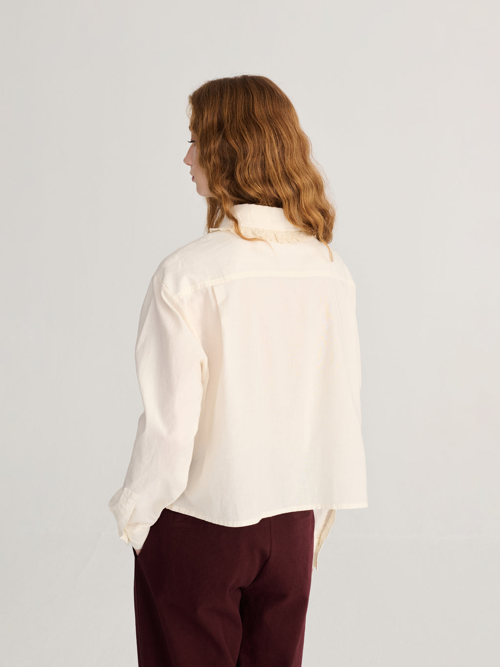 Lace ending poplin shirt