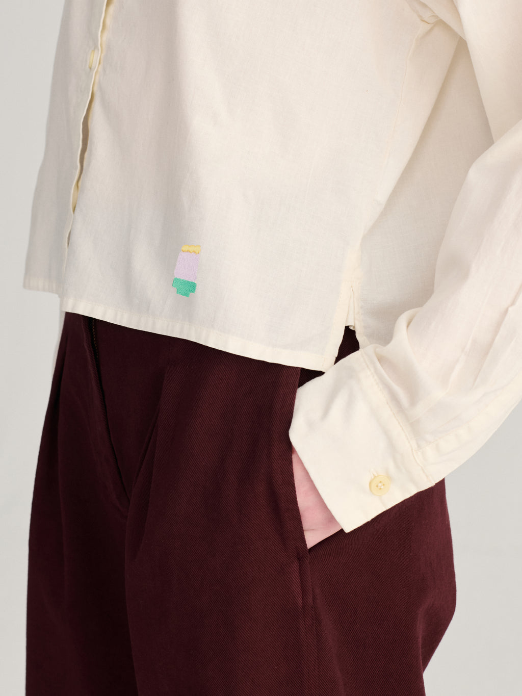 Lace ending poplin shirt