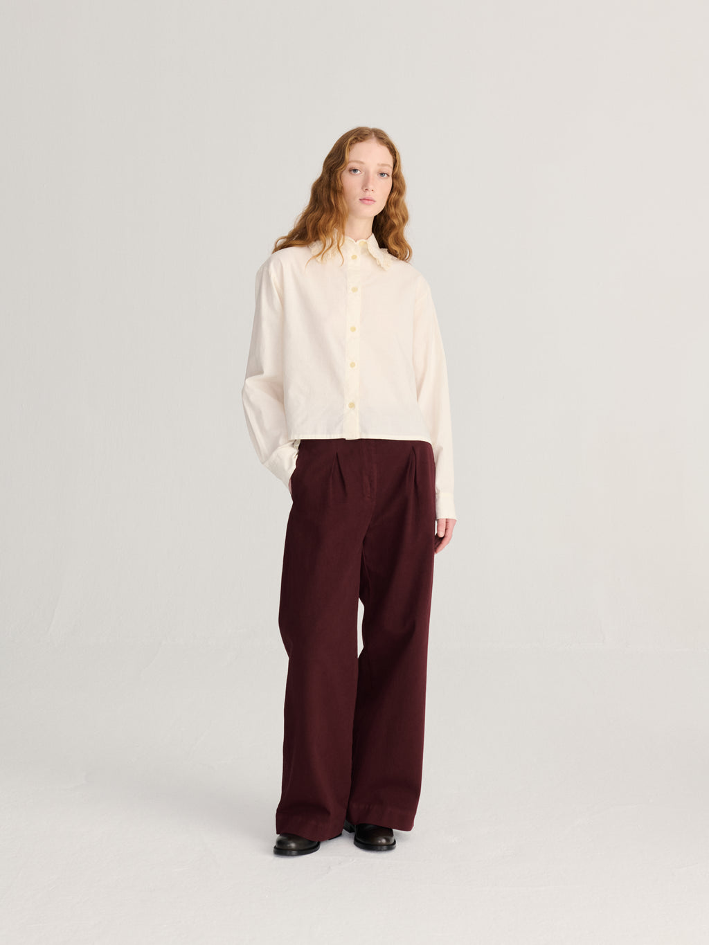 Lace ending poplin shirt