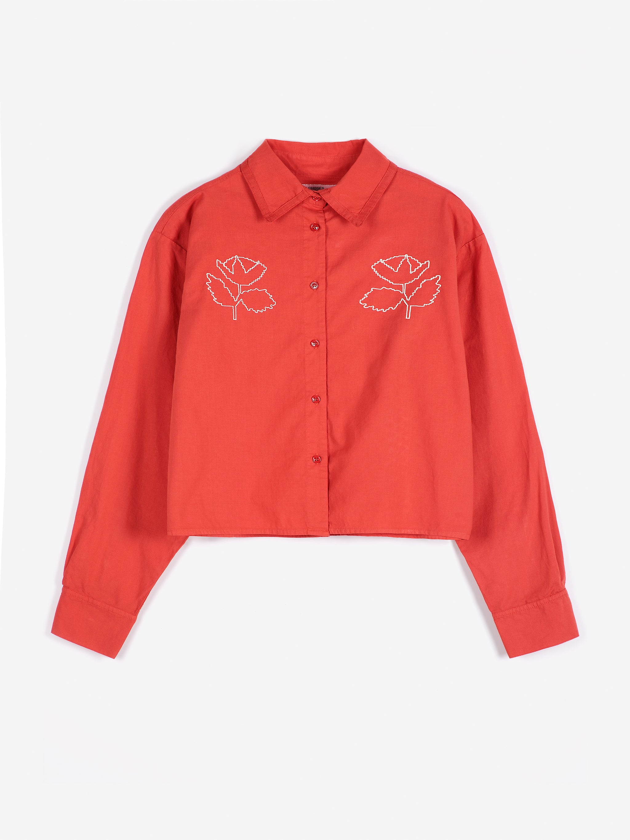 Vibrant Flower embroidery poplin shirt
