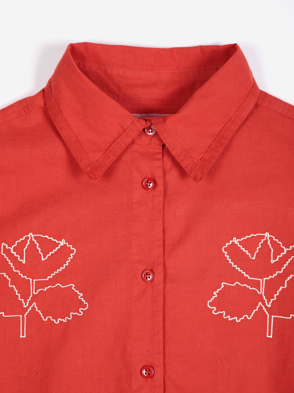 Vibrant Flower embroidery poplin shirt