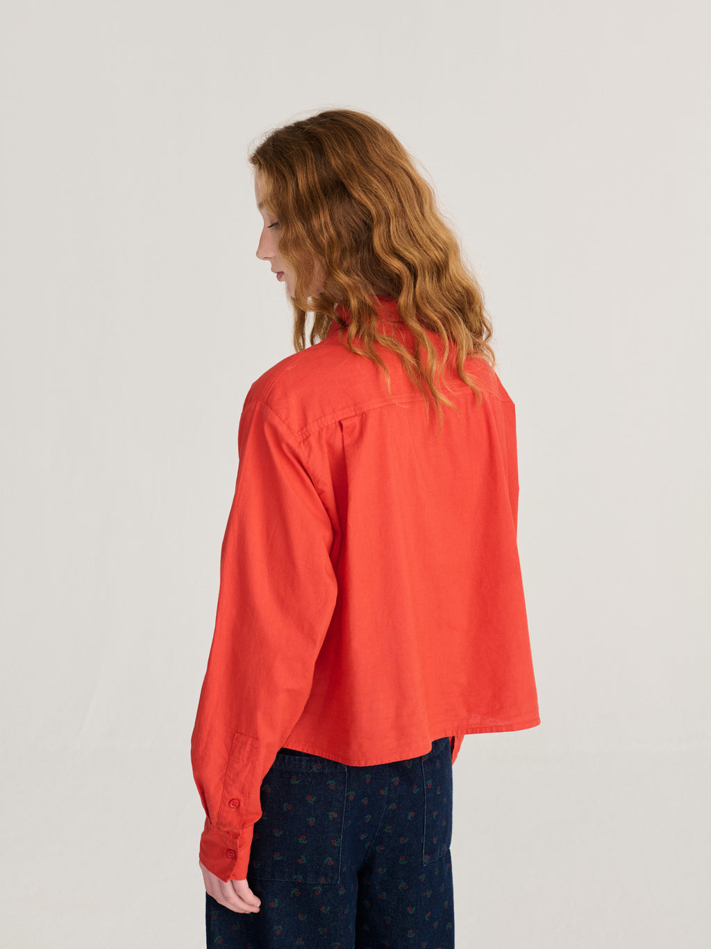Vibrant Flower embroidery poplin shirt