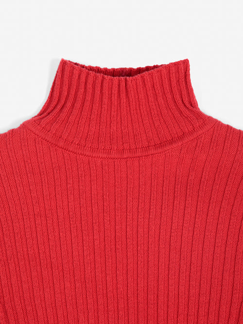 Color block cotton turtleneck jumper