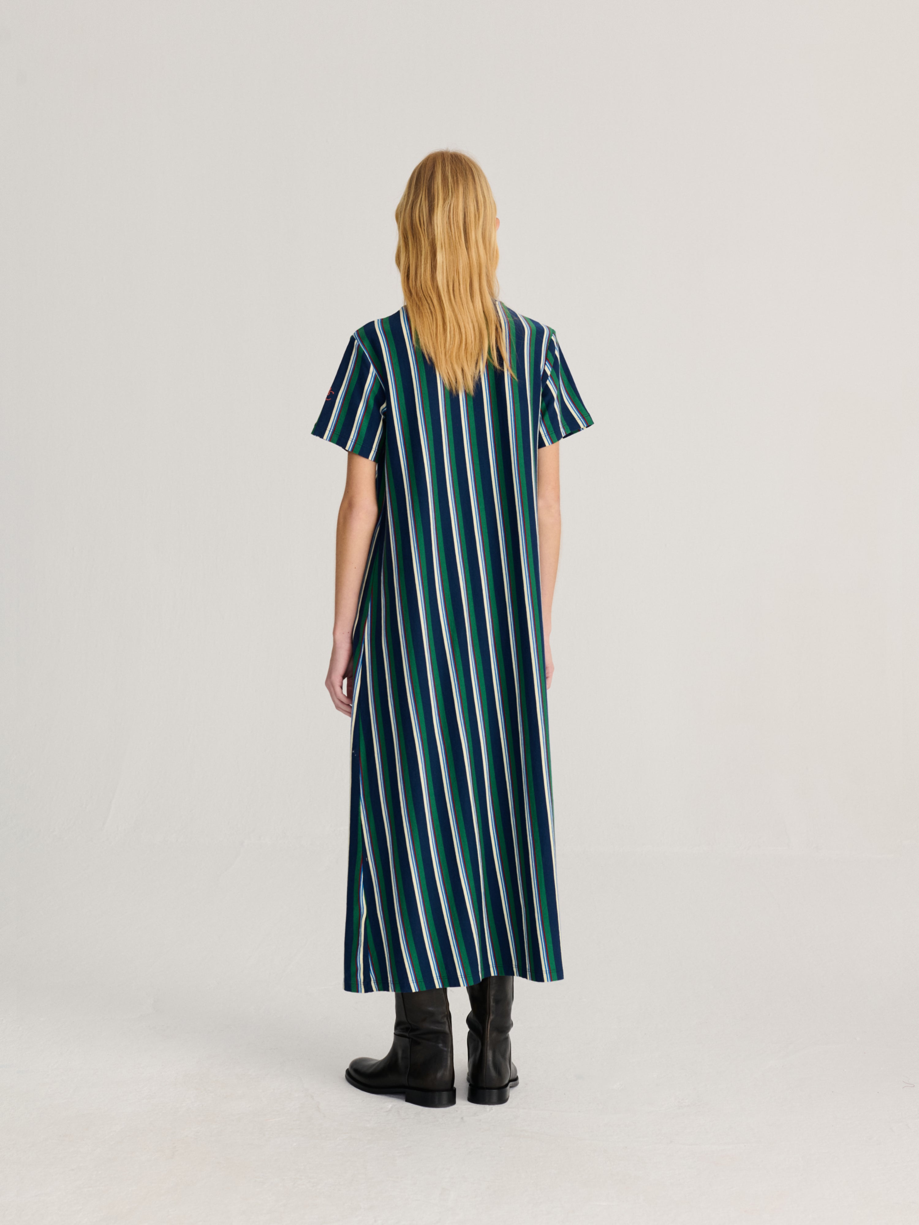Striped long jersey dress