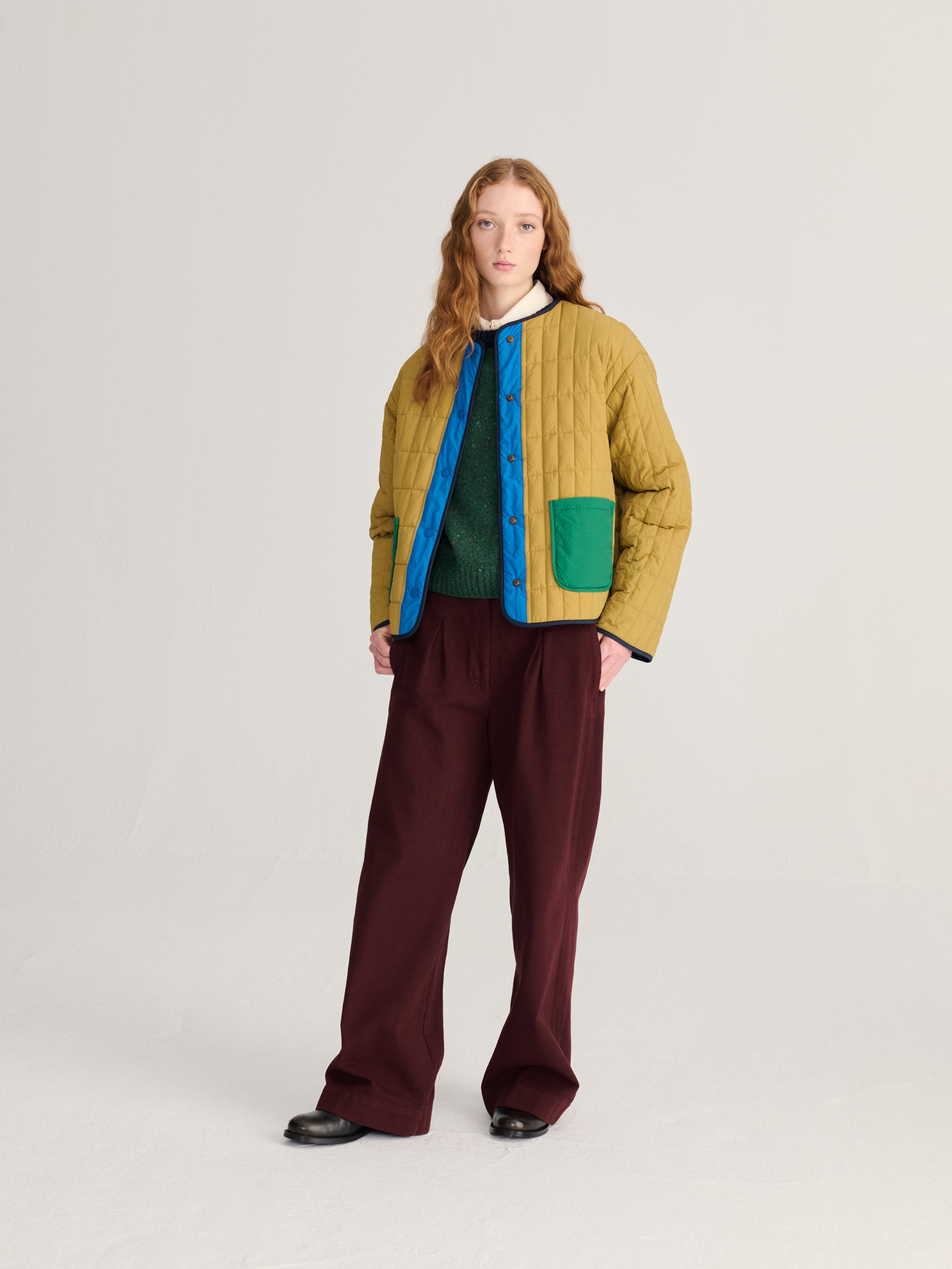 Color block light padded reversible jacket