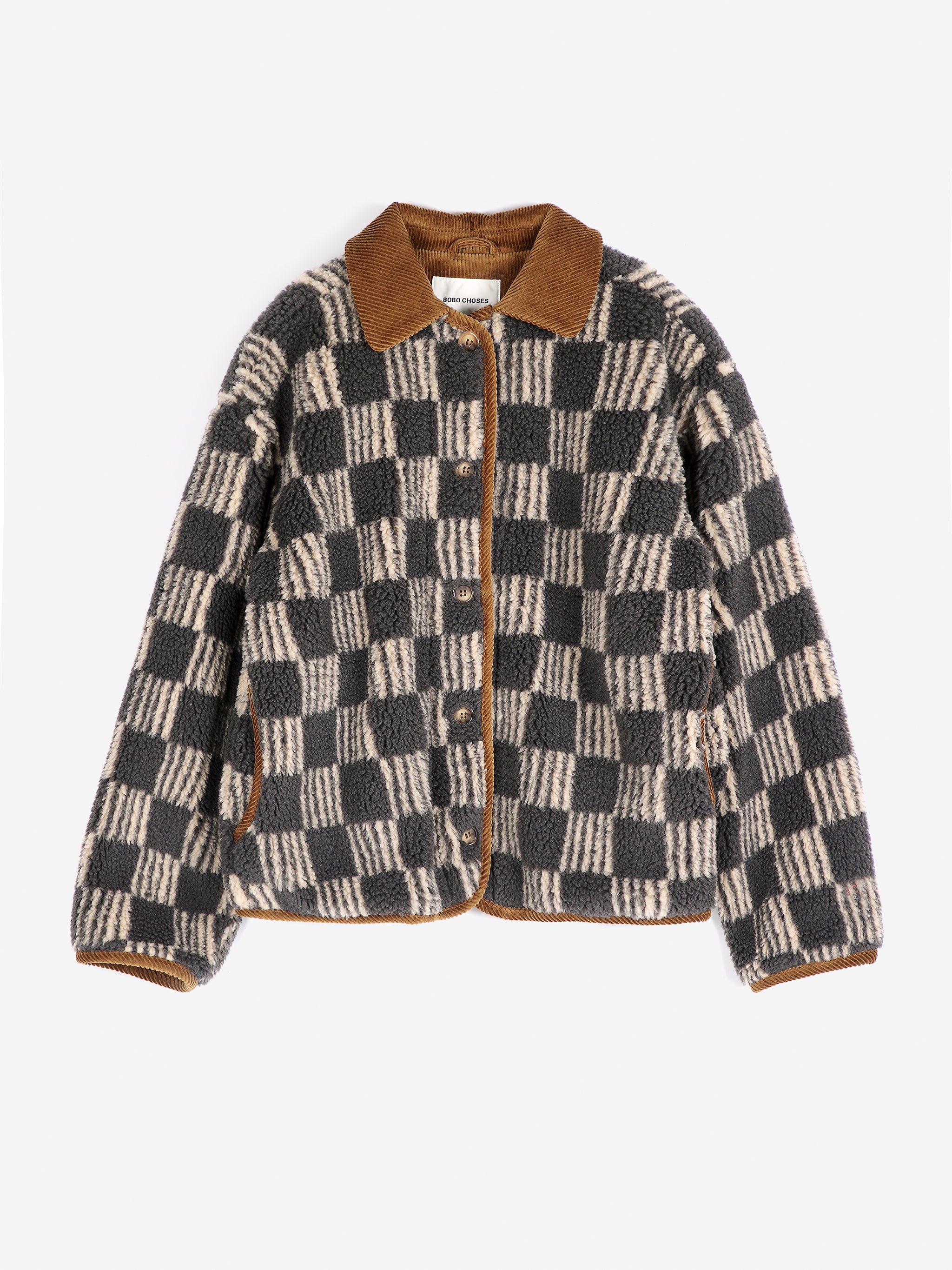 Almost Moiré all over sherpa jacket