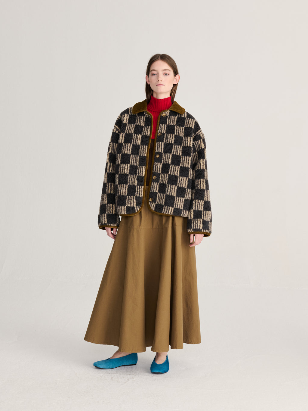 Almost Moiré all over sherpa jacket