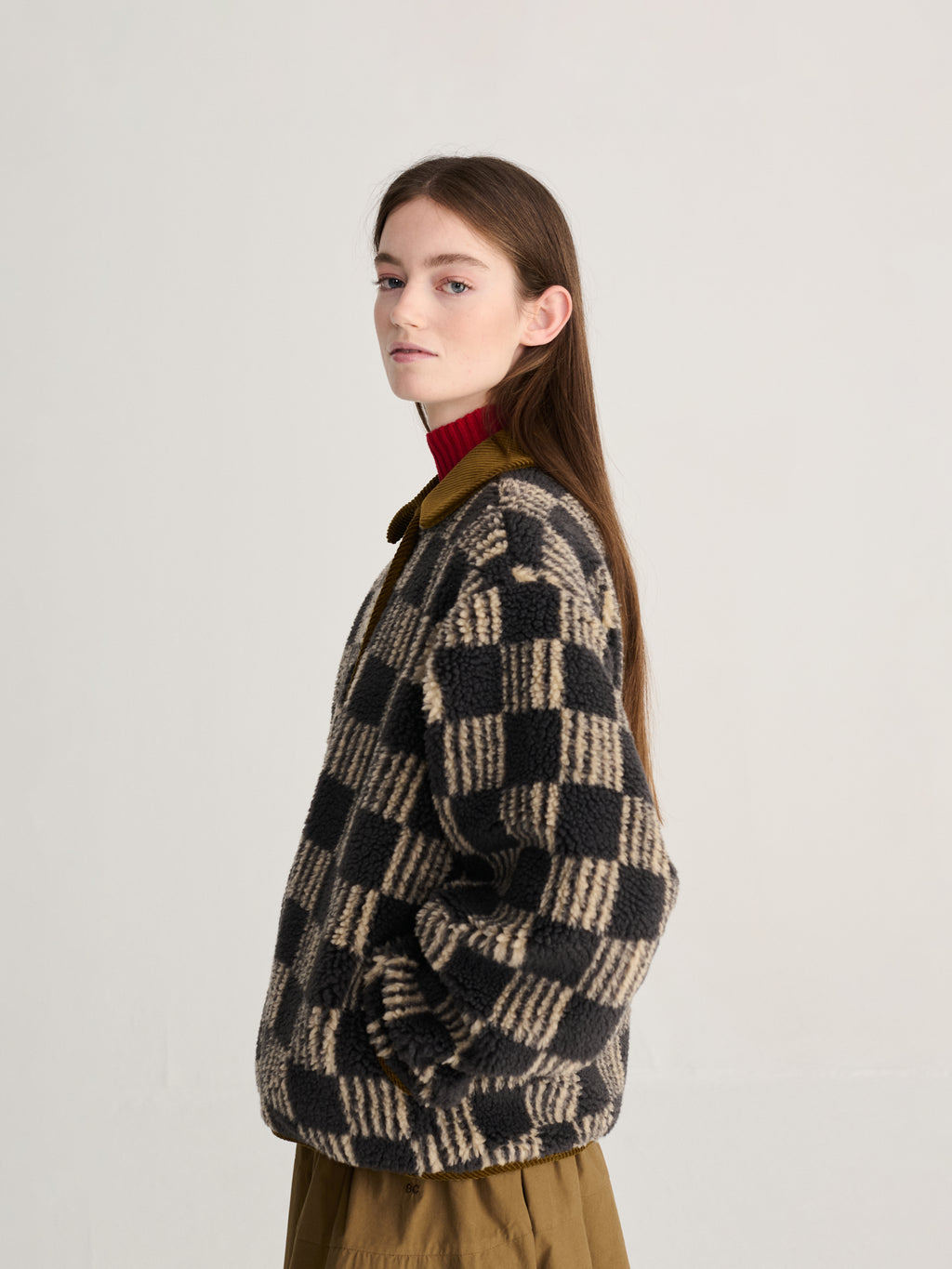 Almost Moiré all over sherpa jacket