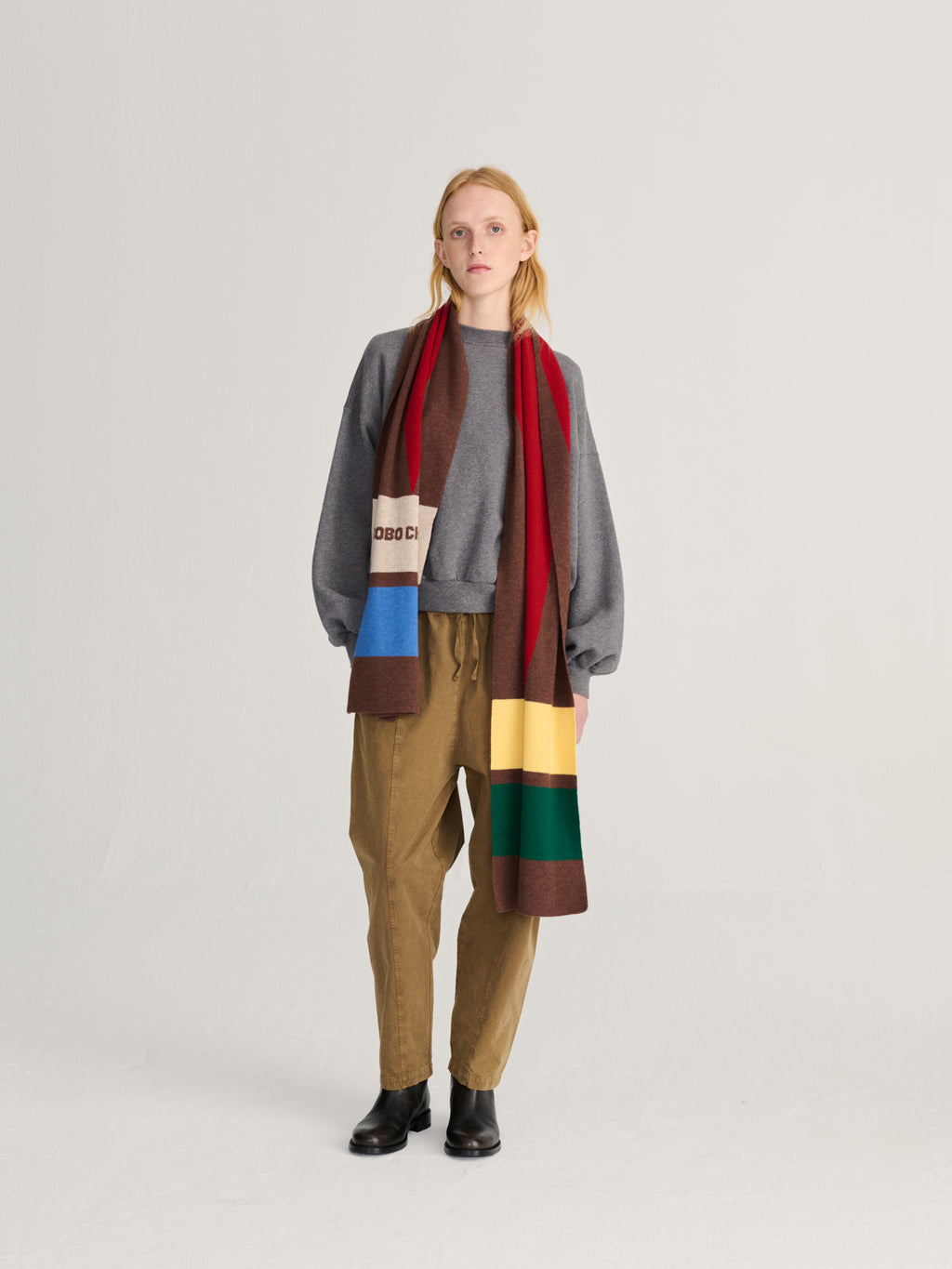 Merino wool long knitted scarf