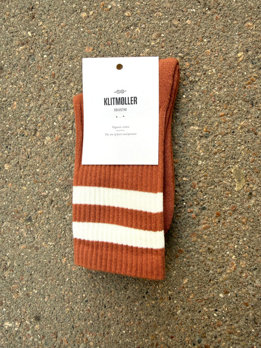 Retro cotton socks - sienna/ cream