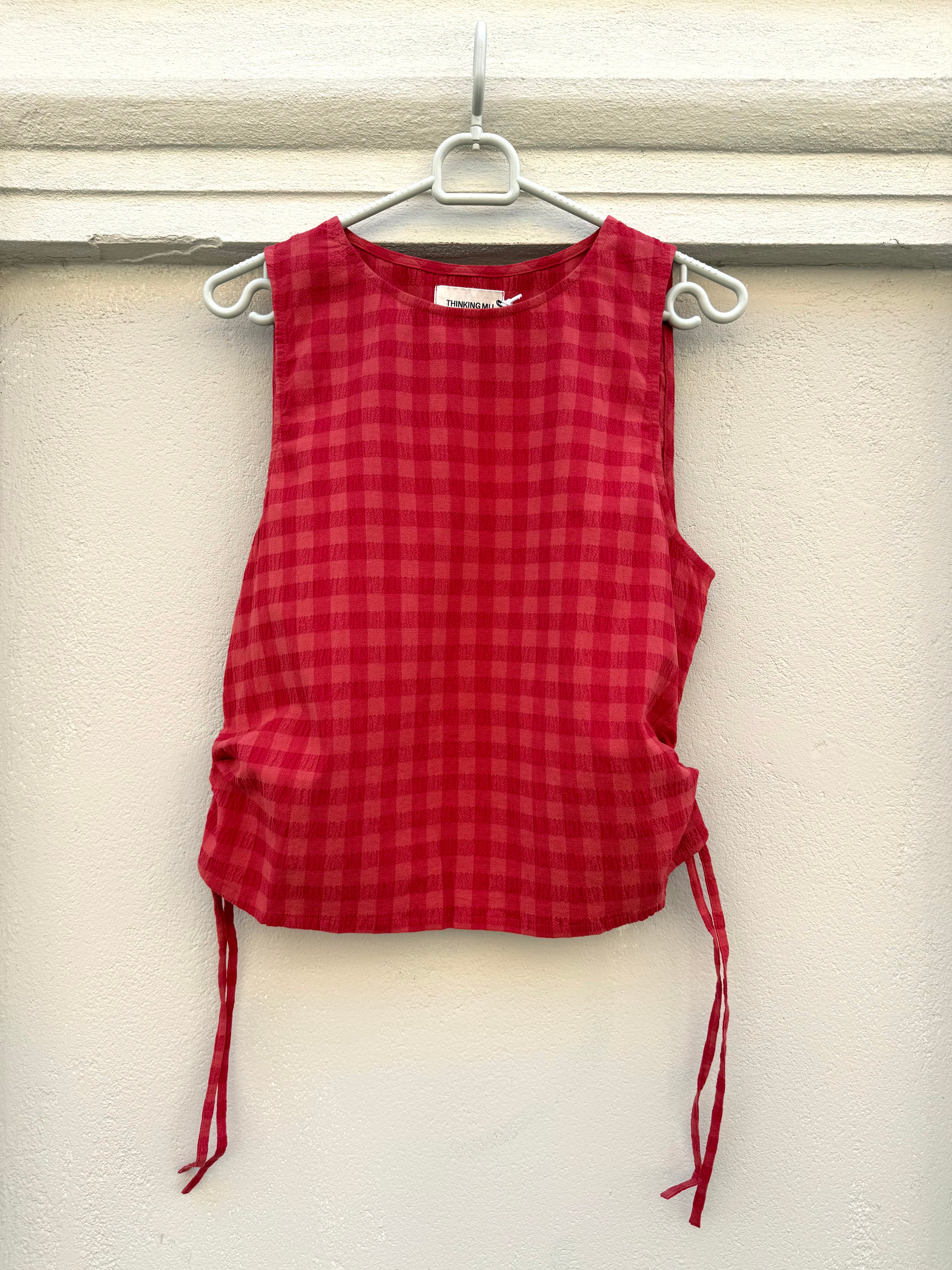 Red checks seersucker florence top