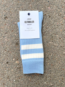 Retro cotton socks light blue/ cream