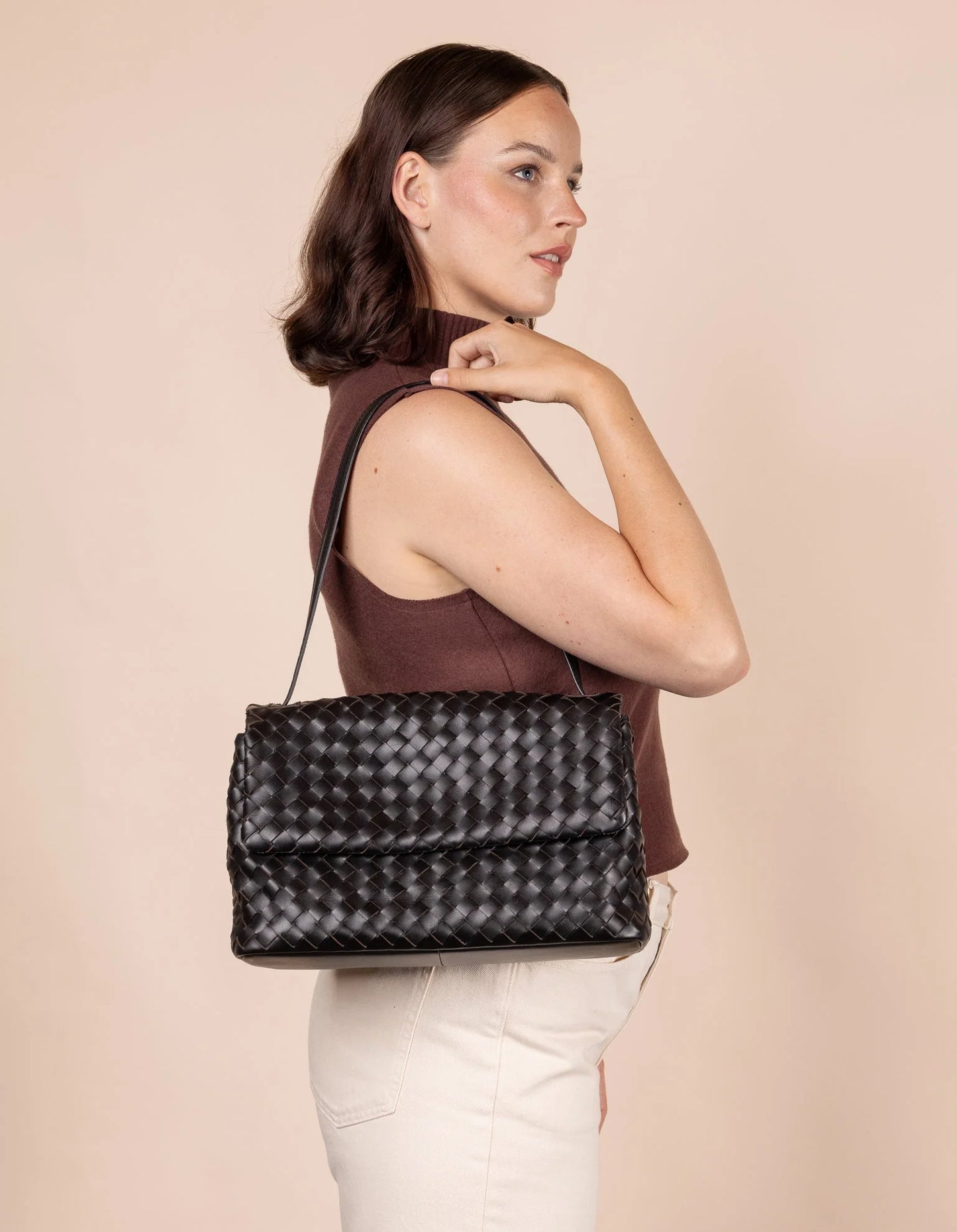 Kenzie - Black Woven Classic Leather
