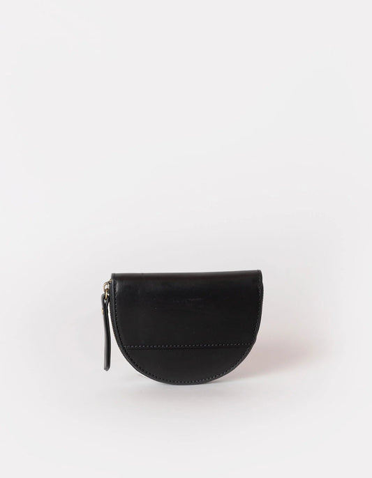 Laura Coin Purse - Black Woven Classic Leather