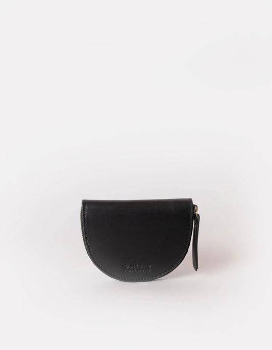 Laura Coin Purse - Black Woven Classic Leather