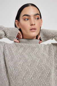 Zoya bicolor sweater - taupe melange