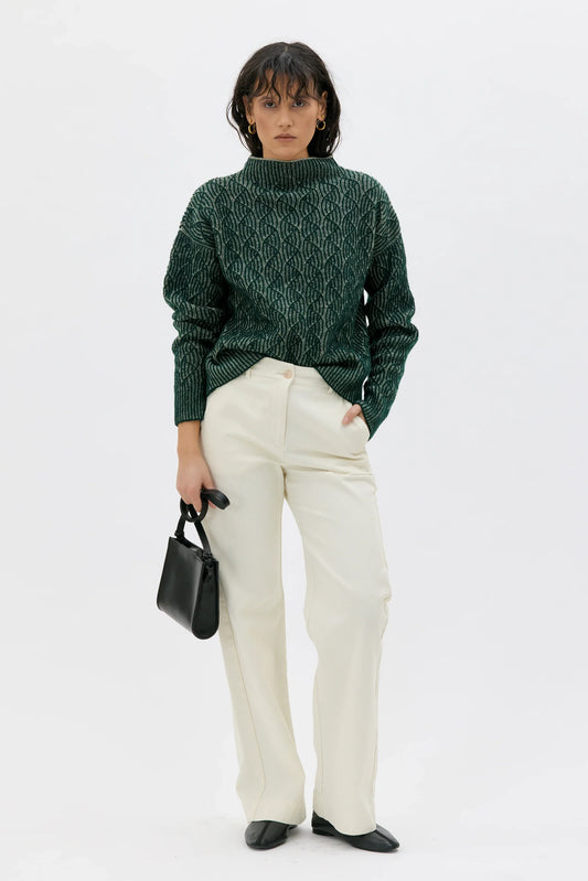 Zoya bicolor sweater - pine green bicolour
