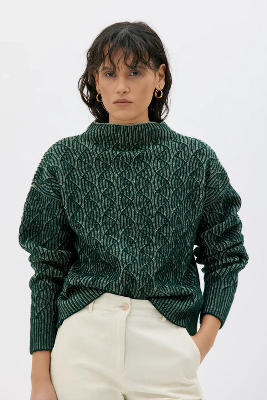 Zoya bicolor sweater - pine green bicolour