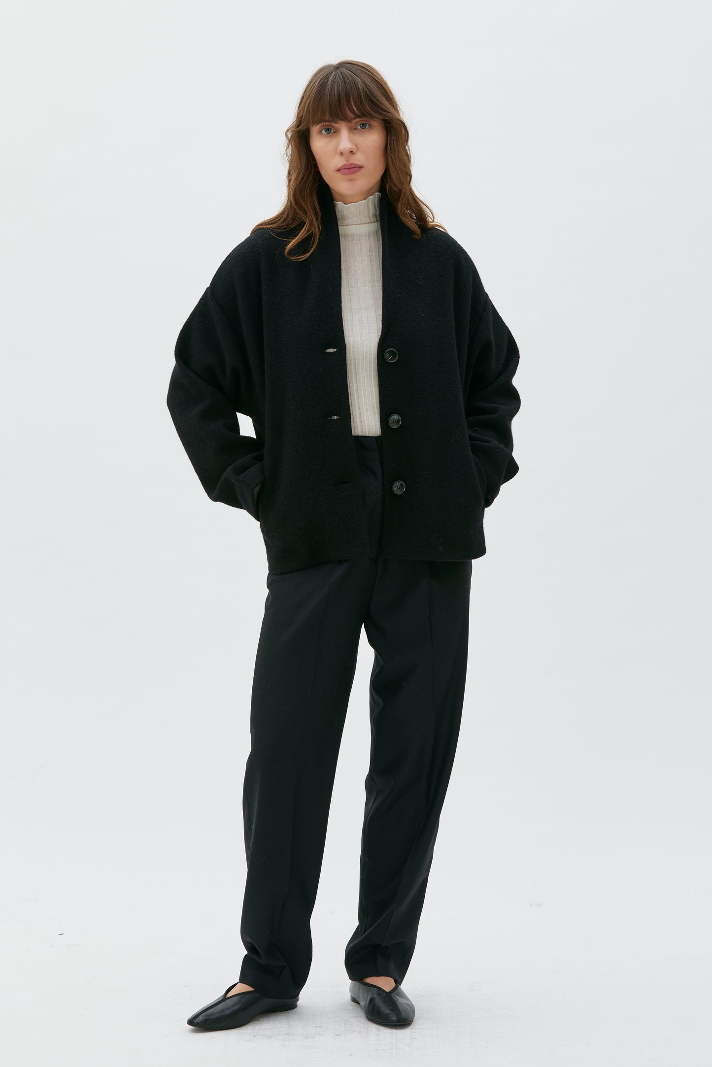 Hale boiled wool jacket - black