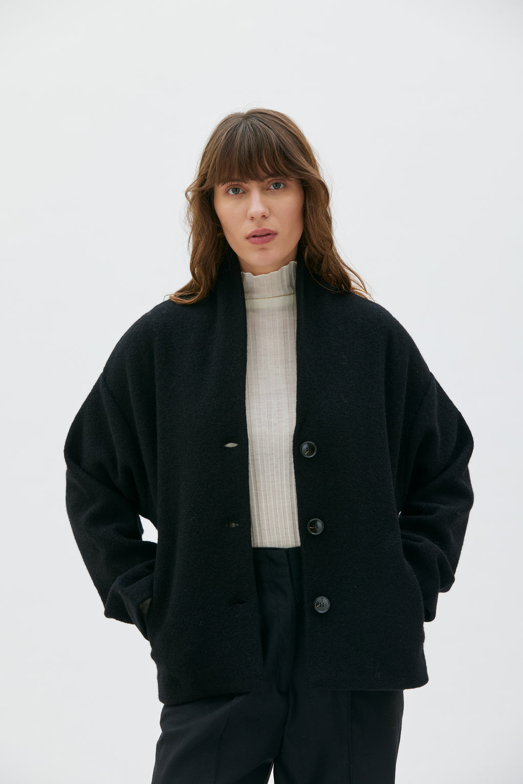 Hale boiled wool jacket - black