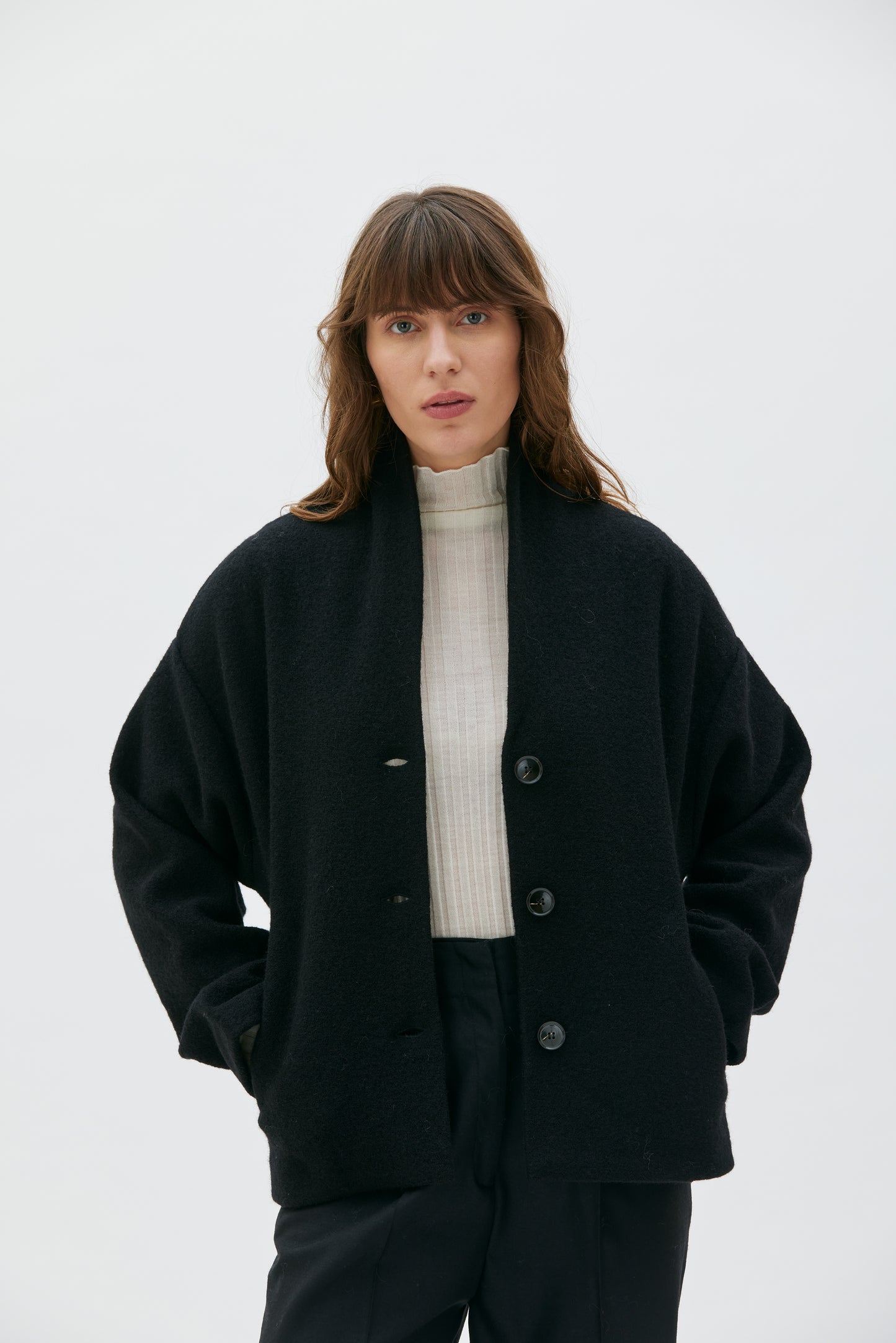 Hale boiled wool jacket - black