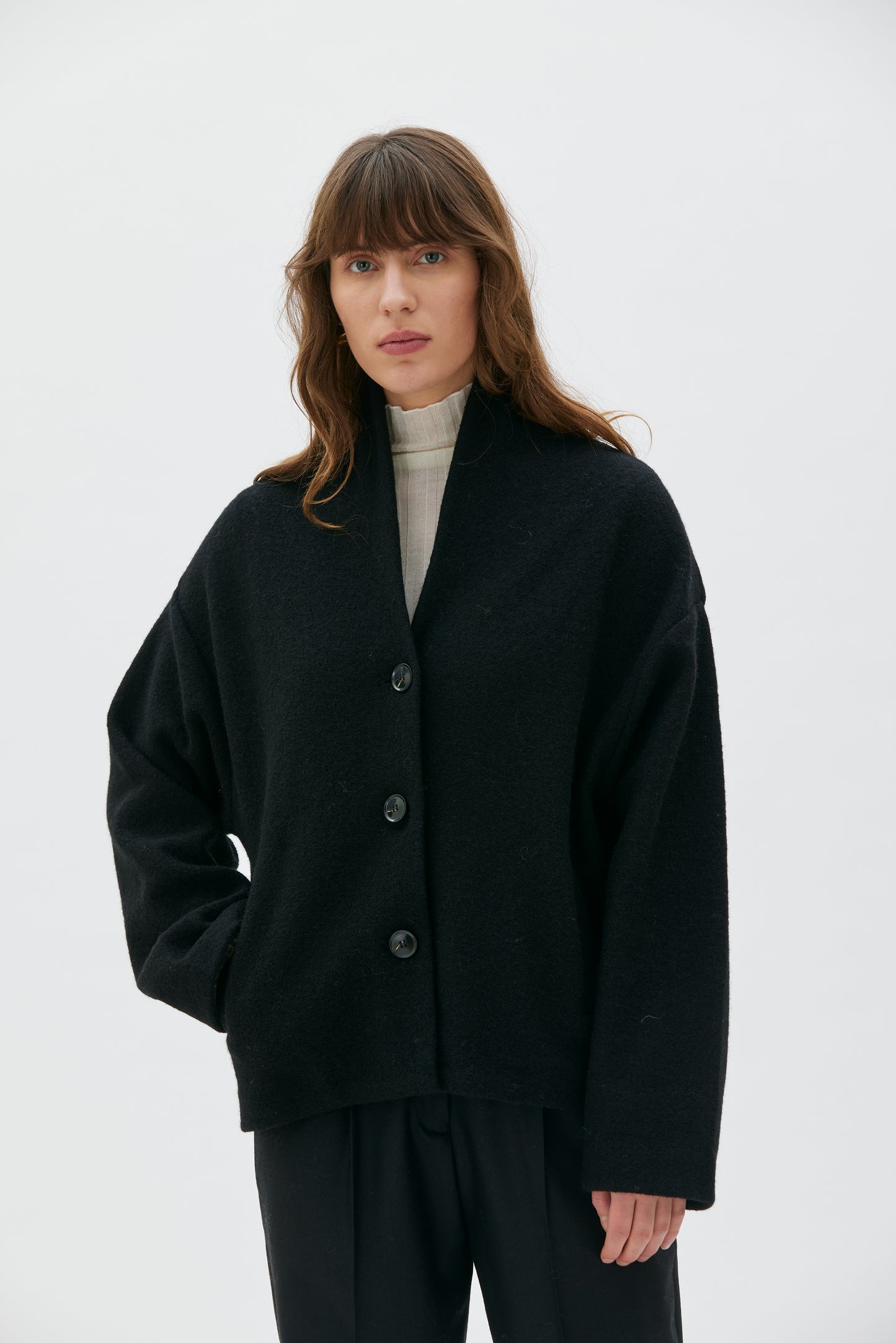 Hale boiled wool jacket - black