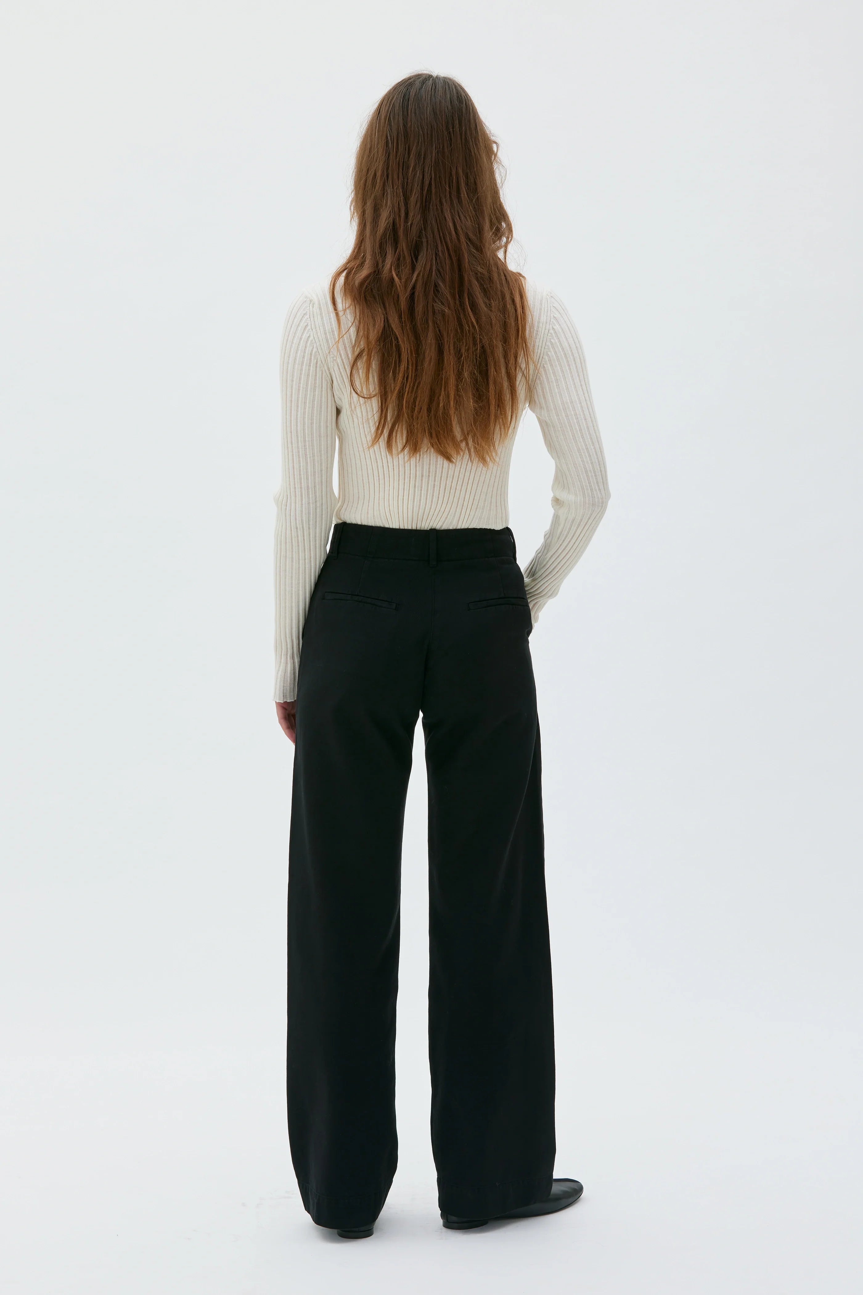 Nancy - Long recycled cotton twill trousers